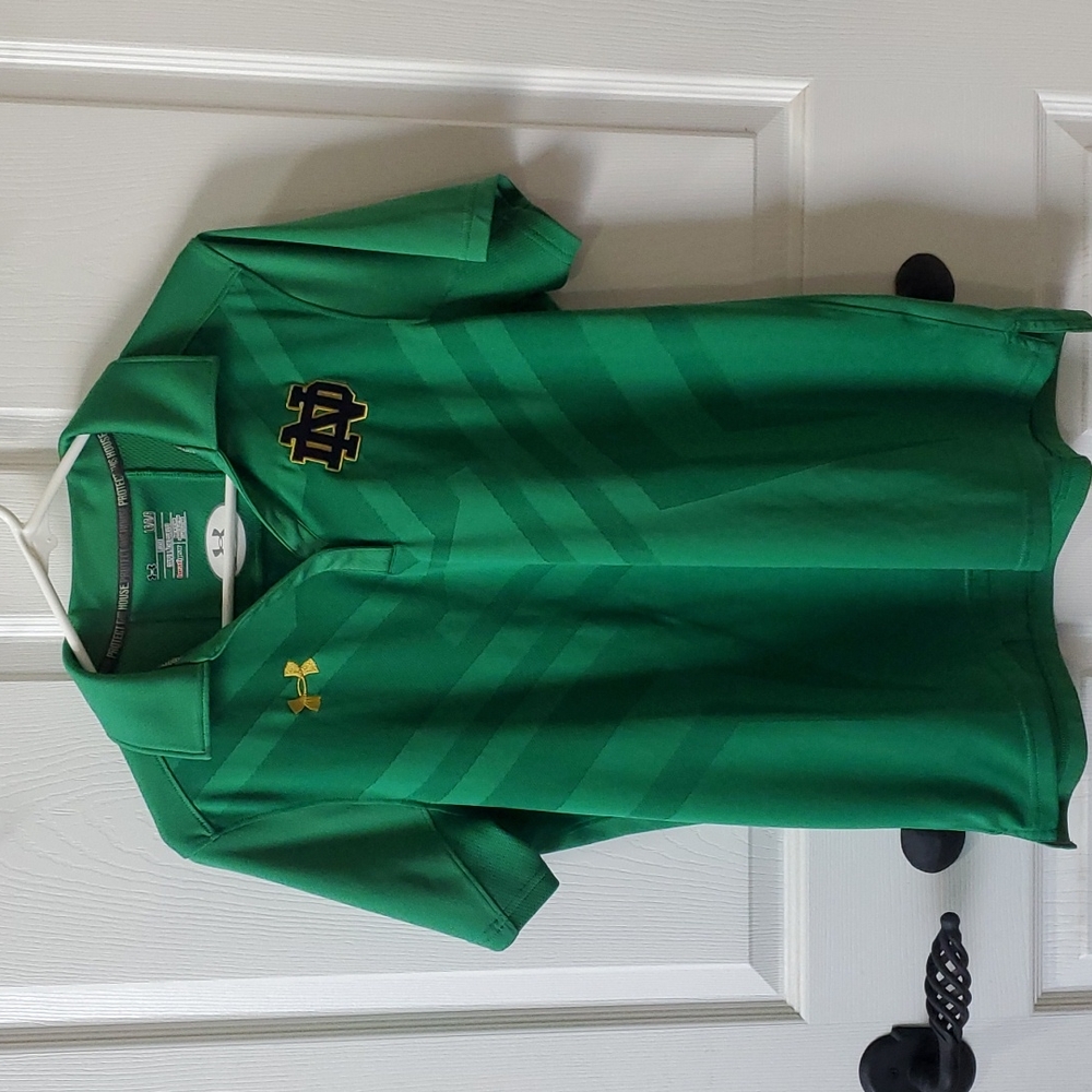 UNDER ARMOUR Green Notre Dame polo size youth loose large or women's large